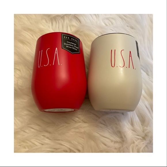 Rae Dunn Other - Rae Dunn USA Stainless Steel Wine Glasses - New x2